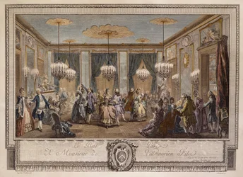 Le Bal Pare a Monsieur de Villemorien Fila, graviert von L. Provost